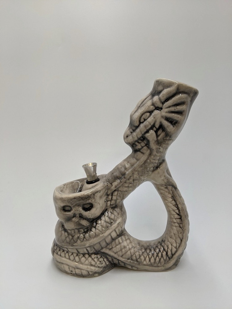 9.5" Snake & Skull Ceramic Water Pipe CER-10