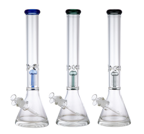 Lotus  7MM beaker with 6 arms percs Glass water pipes   17IN