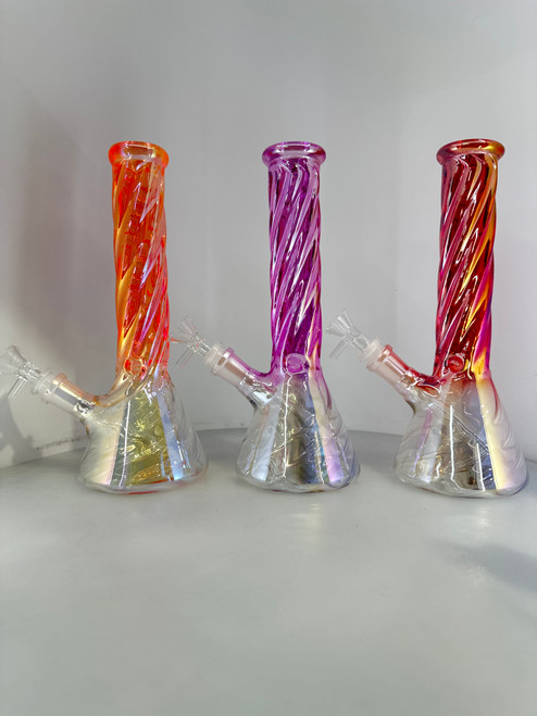 10” Twisted Electroplated Beaker Water Pipe Bong