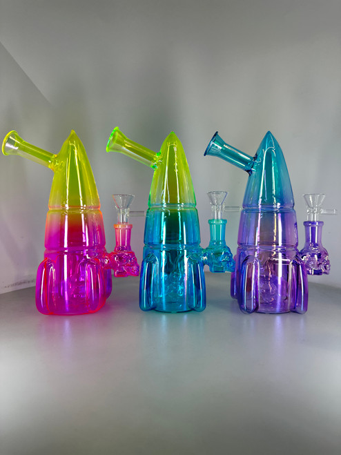 9” Rocket Shape Tie Die Water Pipe Bong