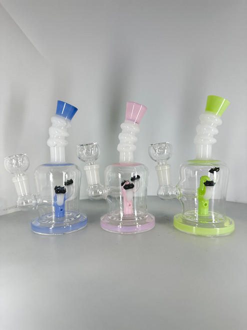 7” Mushroom Perc Slime Color Water Pipe Bong