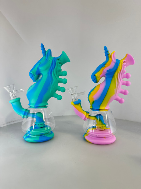 Unicorn Silicon Glass Water Pipe Bong