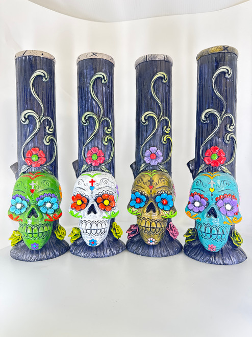 Wood Skull Water Pipe Bongs
