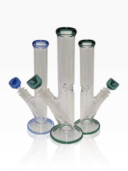 Multi Colors Tall Straight Tube Glass Smoking Water Pipe with Thick Crystal Base