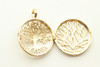 Cage, Tree Life, Gold Plated Metal Alloy, Pendant, 33mm