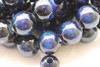 8mm Tiger's Eye, Blue, Heated, Smooth Round with Large Hole