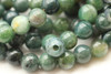 8mm, Moss Agate, Natural, Smooth Round with Large Holes