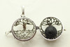 Cage, Round, Tree of Life, Silver Plated Metal Alloy, Pendant 30mm
