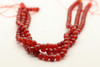 Carnelian Agate, Heated, Faceted Round, 8mm Strand