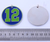 Round Blue & Green Enamel #12 Pendant, 50mm