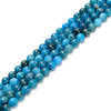 Apatite, Neon, Natural, Smooth Round, One 6mm Strand.