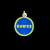 Enamel Charm, "Hawks" Round, Blue & Green, 18mm