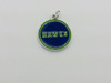 Enamel Charm, "Hawks" Round, Blue & Green, 18mm