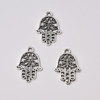 Hamsa Hand, Double Sided, 22x14mm, Antique Silver Plated Metal Alloy, approx. 34 PCS