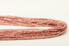 Rhodochrosite, Natural, Faceted Round, 3mm, One Strand