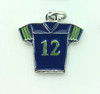 Enamel Charm, Small #12 Jersey, Blue & Green, 18mm