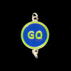 Enamel Charm, Round "GO", Blue & Green, Double Loop, 18mm