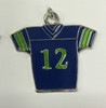 Enamel Pendant, Large #12 Jersey, Blue & Green, 38x36mm