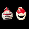 Enamel Charm, Football Helmet, Red & White, 12x12mm