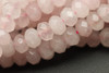 Rose Quartz, Enhanced, Faceted Rondelle, 6x4mm, One Strand