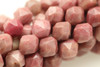 Rhodonite, Natural, Faceted Diamond Shape, 8mm, One Strand