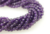 Amethyst, Dark, Natural, Faceted Round, 4mm Strand