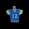 Enamel Pendant, Medium #12 Jersey, Blue & Green, 28x30mm
