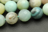 Amazonite, Blue Mix, Natural, Faceted Round, One 8mm Strand
