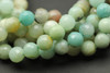 Amazonite, Blue Mix, Natural, Faceted Round, One 8mm Strand