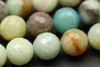 Amazonite, Blue Mix, Natural, Faceted Round, 10mm, One Strand