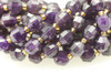 Amethyst, Dark, Quartz, Natural, Faceted Off Round, 8mm, One Strand
