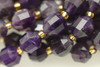 Amethyst, Dark, Quartz, Natural, Faceted Off Round, 8mm, One Strand