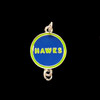 Enamel Charm, "Hawks" Round, Blue & Green, Double Loop, 18mm