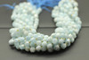 Aquamarine, Heated, Faceted Off Round, 8mm, One Strand
