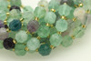 Fluorite, Mix, Natural, Faceted Off Round, 8mm, One Strand