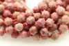 Rhodonite, Natural, Faceted Off Round, 8mm, One Strand
