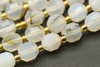 White Flower, Agate, Natural, Faceted Off Round, 8mm, One Strand