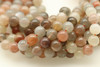 8mm Moonstone, Multicolor, Natural, Smooth Round Beads