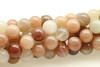 Moonstone, Multicolor, Natural, Smooth Round in sizes 4mm, 6mm, 8mm & 10mm. Price Per Strand