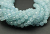 Aquamarine, Heated, Faceted Round. 6mm Strand