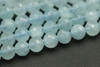 Aquamarine, Heated, Faceted Round, 6mm Strand