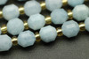 Aquamarine, Heated, Faceted Off Round, 6mm, One Strand