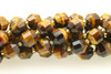 Tiger Eye, Brown, Natural, Faceted Off Round, 10mm, One Strand