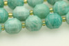 Amazonite, Natural, Faceted Off Round, 10mm, One Strand