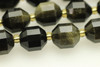 Obsidian, Golden, Natural, Faceted Off Round, 10mm, One Strand