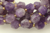 Amethyst, Chevron, Natural, Faceted Off Round, 10mm, One Strand