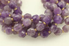 Amethyst, Chevron, Natural, Faceted Off Round, 10mm, One Strand
