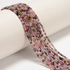 Tourmaline, Mixed, Natural, Faceted Round, 2mm, One Strand