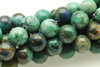 Chrysocolla, Azurite, Chinese, Smooth Round, 10mm, One Strand