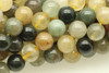 Rutilated Quartz, Yellow & Grey, Mix, Natural, Smooth Round Beads, 8mm